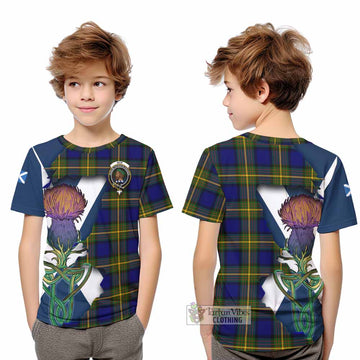 Tartan Vibes Clothing Muir Tartan Family Crest Kid T-Shirt Scottish Thistle Celtic Inspired