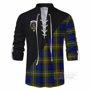 Muir Tartan Ghillie Kilt Shirt with Family Crest and Military Logo Style