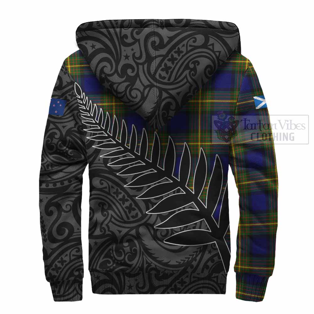 Tartan Vibes Clothing Muir Crest Tartan Sherpa Hoodie with New Zealand Silver Fern Half Style