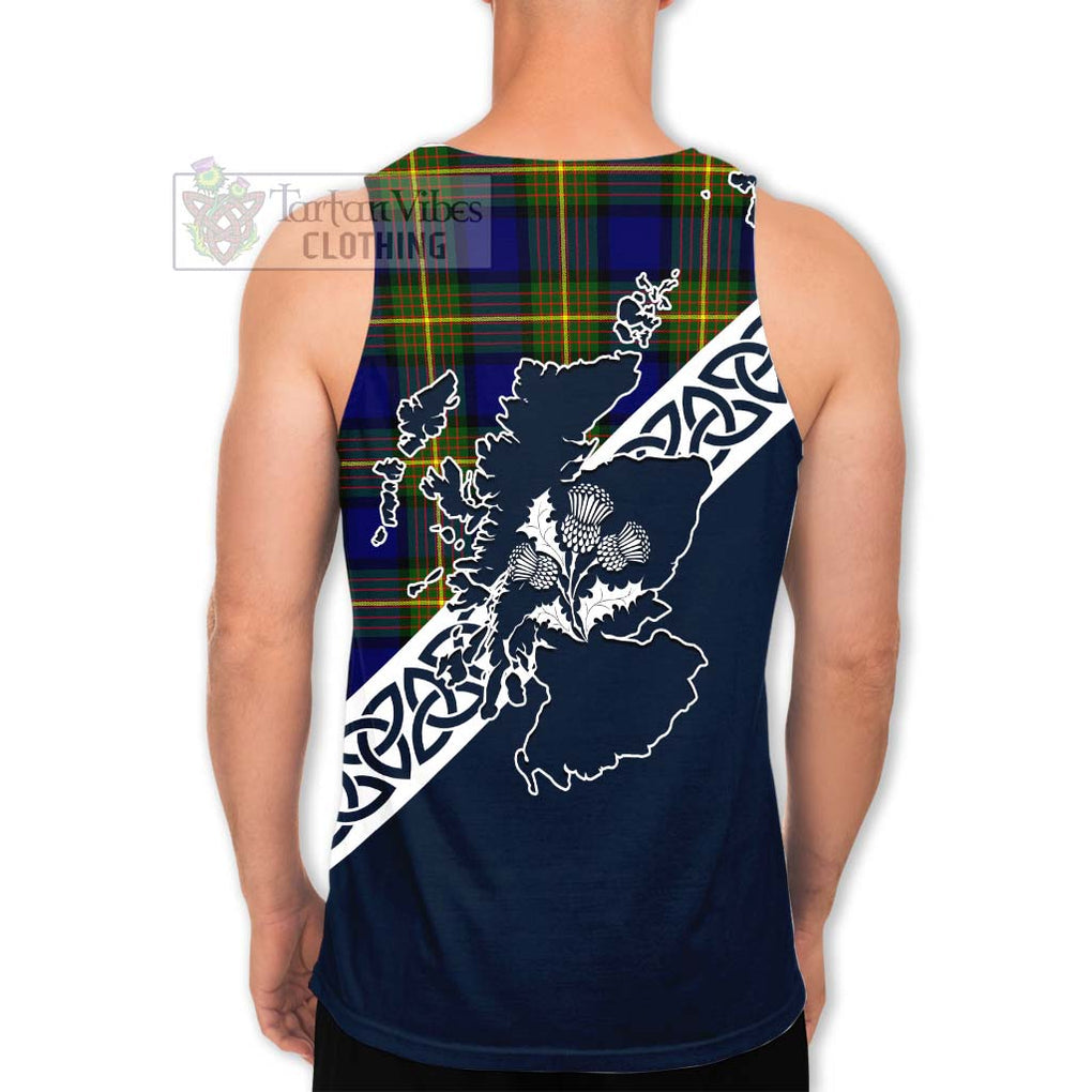 Tartan Vibes Clothing Muir Tartan Men's Tank Top Featuring Thistle and Scotland Map
