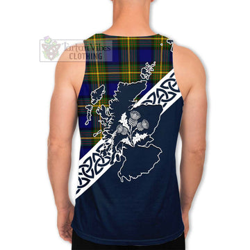 Tartan Vibes Clothing Muir Tartan Men's Tank Top Featuring Thistle and Scotland Map