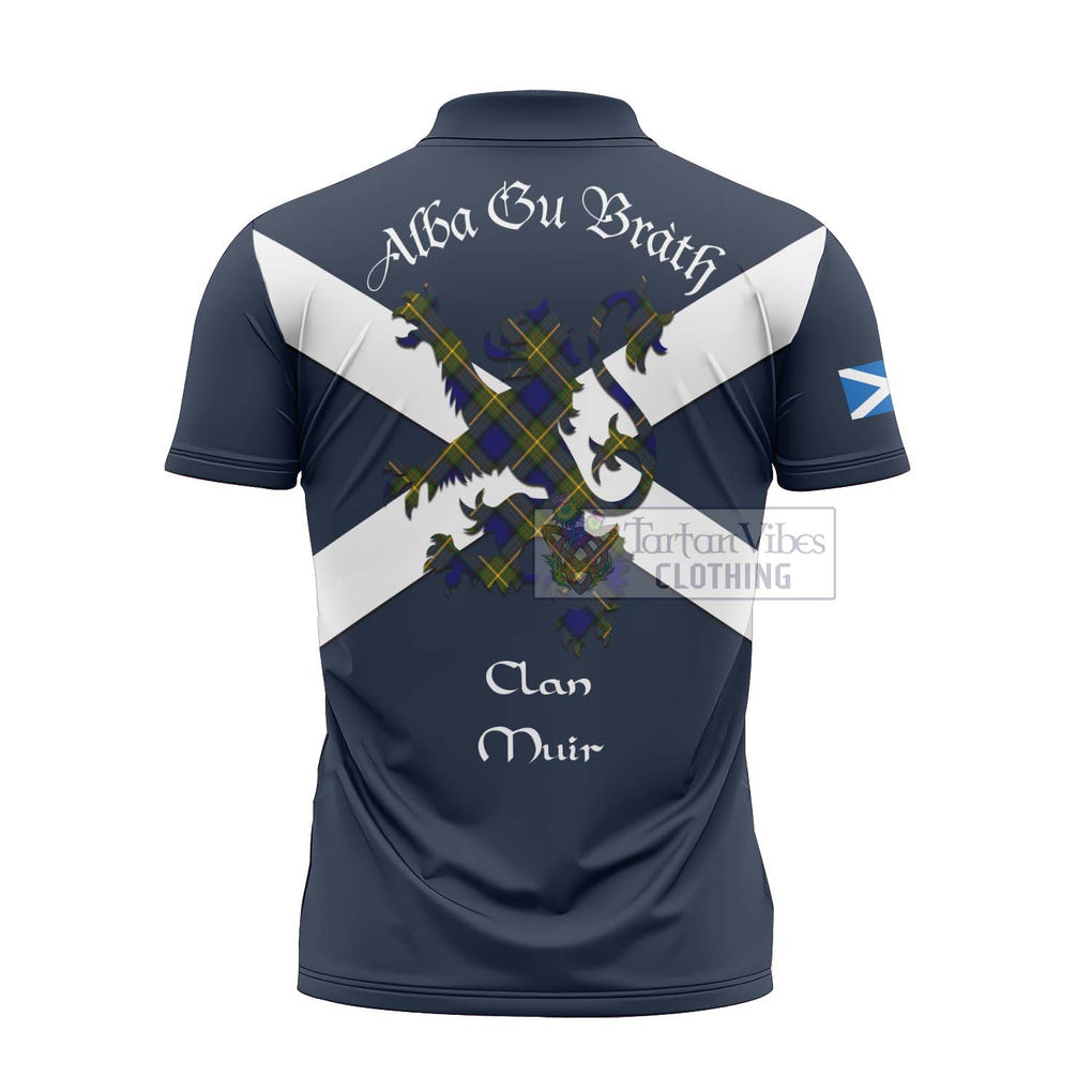 Tartan Vibes Clothing Muir Tartan Lion Rampant Zipper Polo Shirt – Proudly Display Your Heritage with Alba Gu Brath and Clan Name