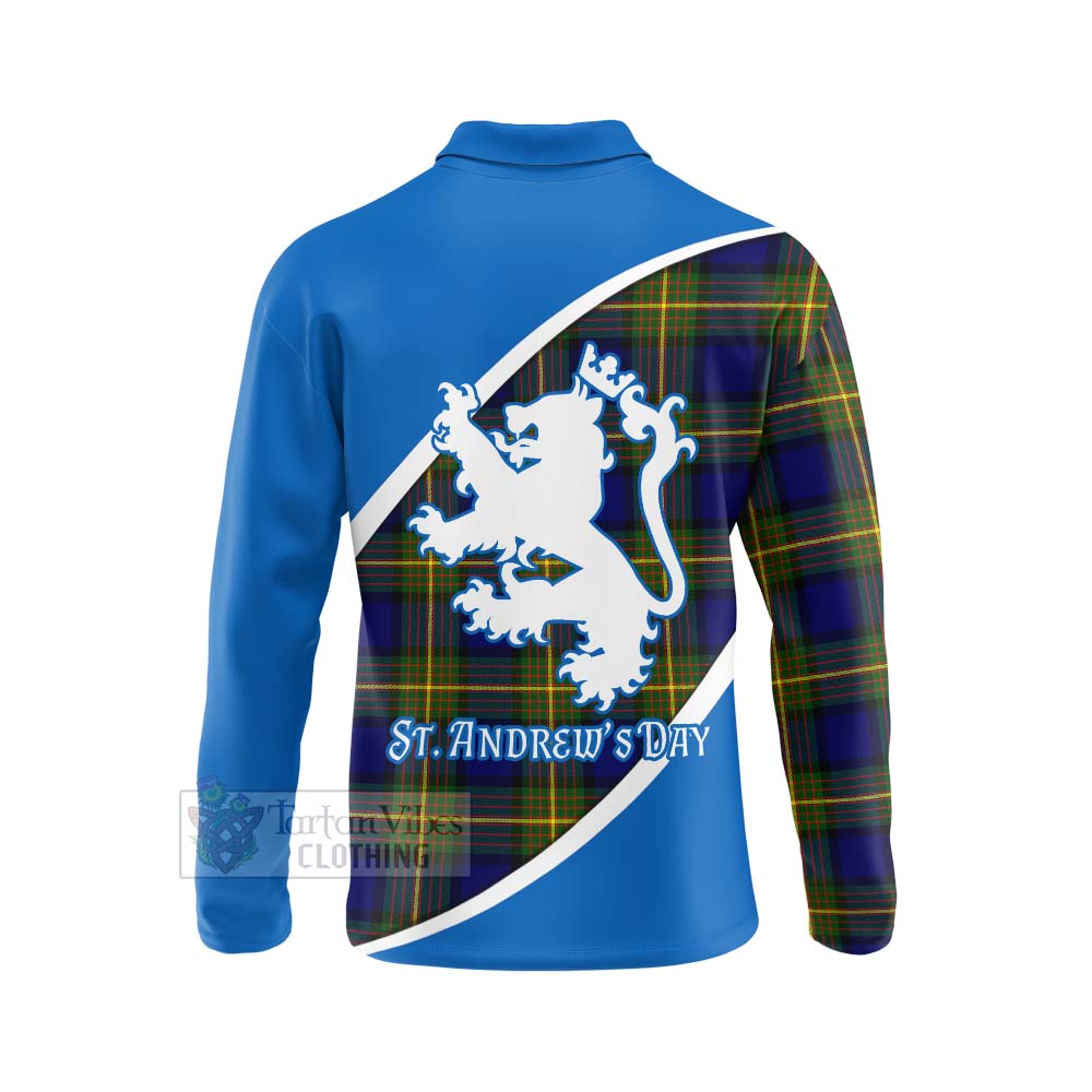Tartan Vibes Clothing Muir Family Crest Tartan Long Sleeve Polo Shirt Celebrate Saint Andrew's Day in Style