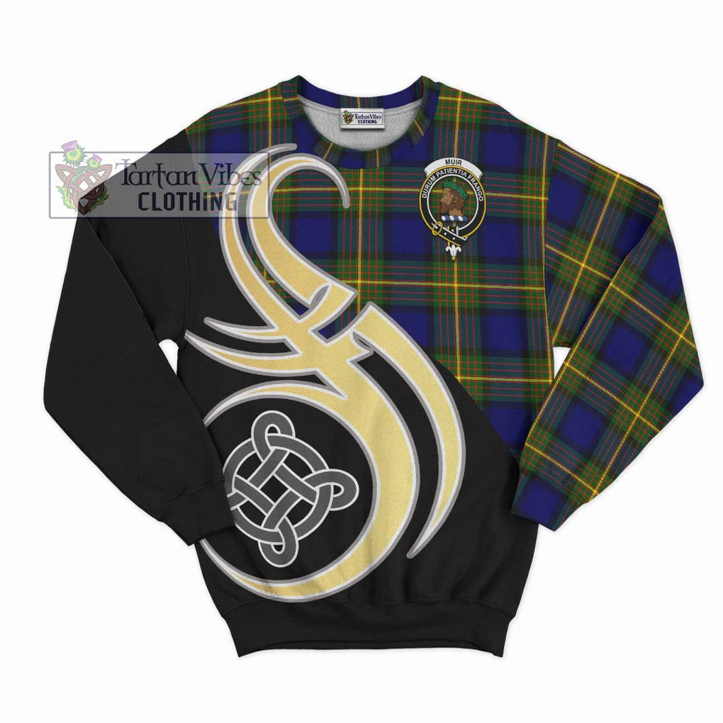 Muir Tartan Sweatshirt with Family Crest and Celtic Symbol Style - Tartan Vibes Clothing
