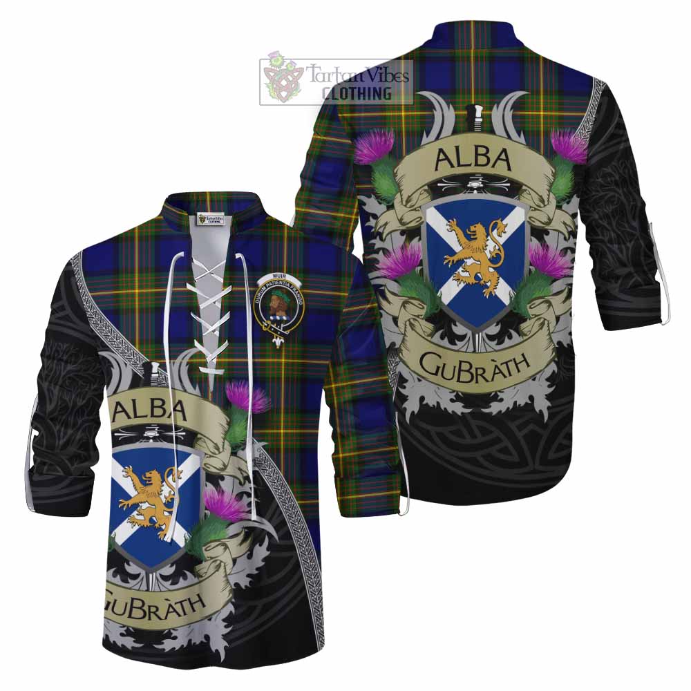 Tartan Vibes Clothing Muir Tartan Family Crest Ghillie Kilt Shirt Lion Rampant Royal Thistle Shield Celtic Inspired