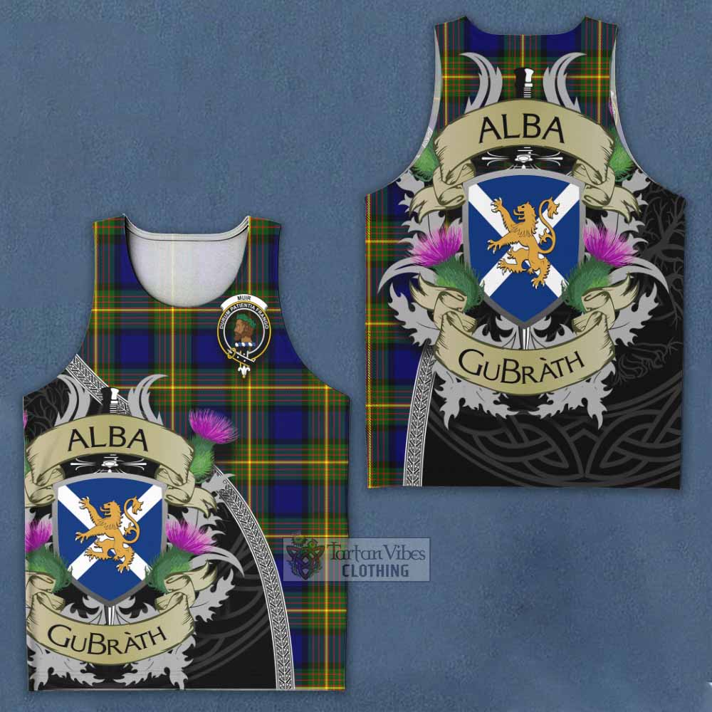 Tartan Vibes Clothing Muir Tartan Family Crest Men's Tank Top Lion Rampant Royal Thistle Shield Celtic Inspired