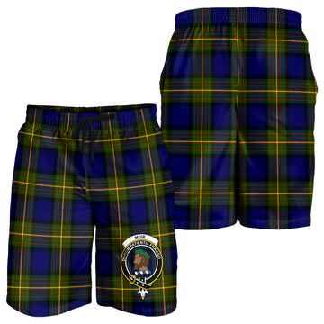 Muir Tartan Mens Shorts with Family Crest