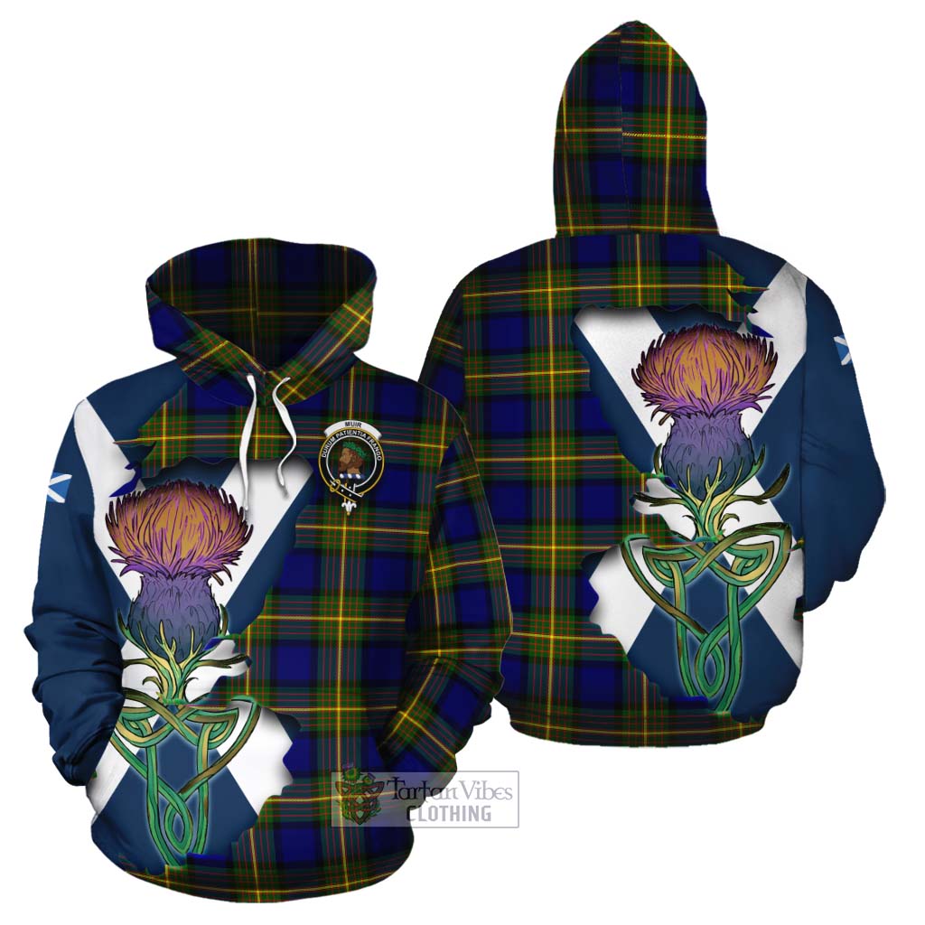 Tartan Vibes Clothing Muir Tartan Family Crest Cotton Hoodie Scottish Thistle Celtic Inspired