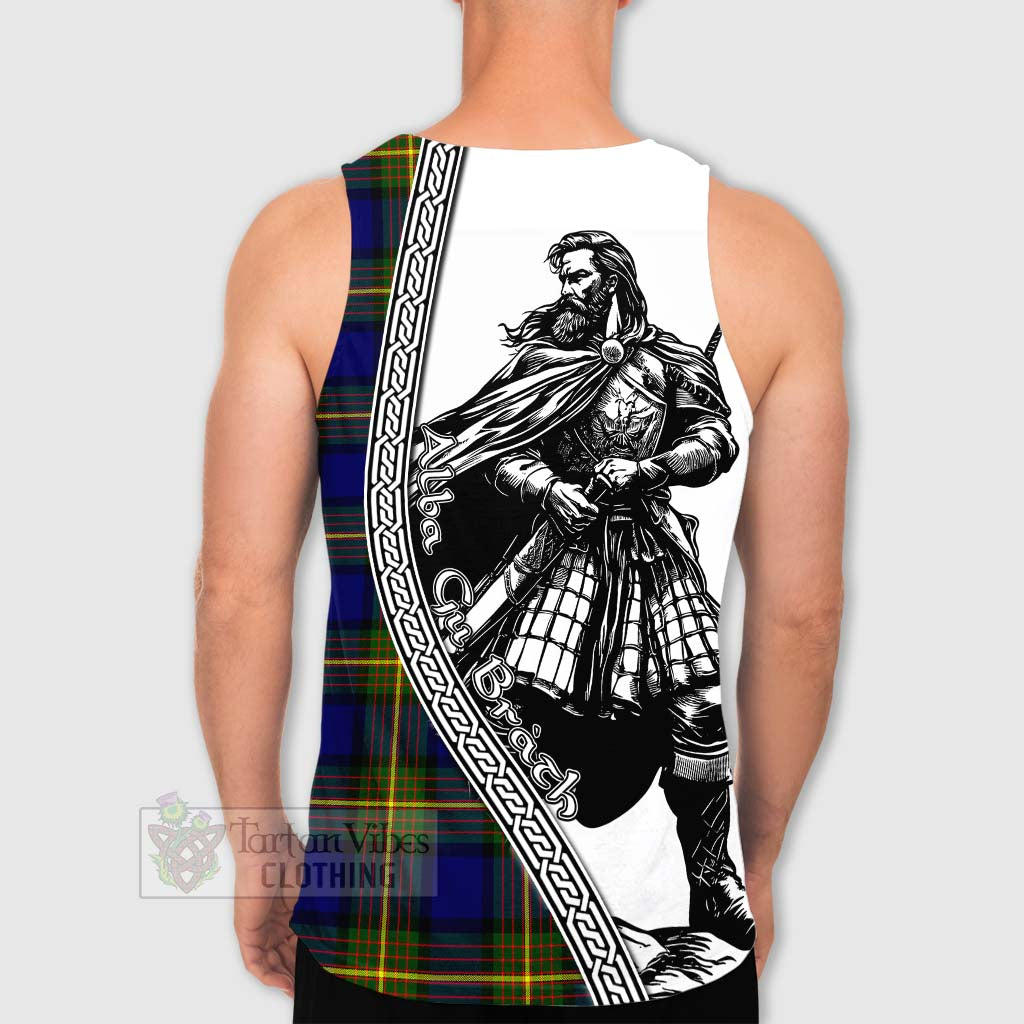 Tartan Vibes Clothing Muir Tartan Clan Crest Men's Tank Top with Highlander Warrior Celtic Style