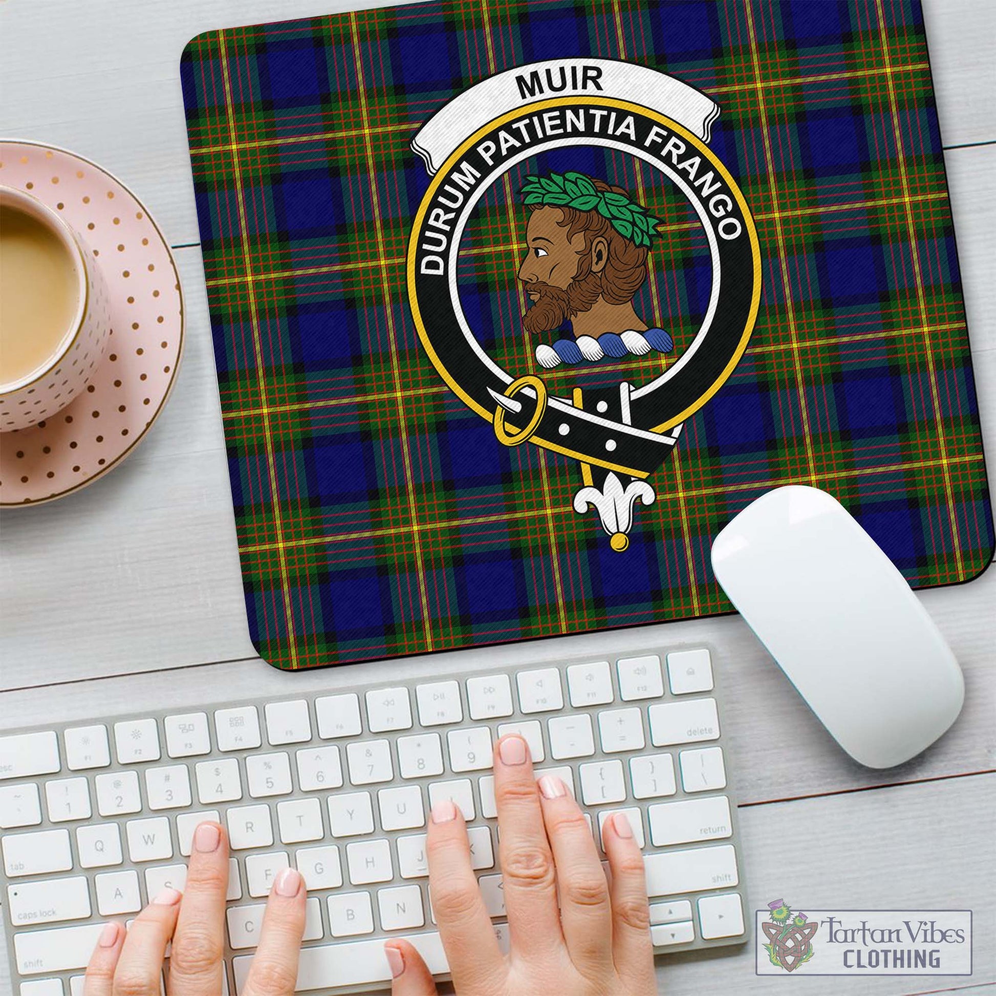 Tartan Vibes Clothing Muir Tartan Mouse Pad with Family Crest