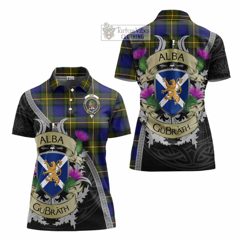 Tartan Vibes Clothing Muir Tartan Family Crest Women's Polo Shirt Lion Rampant Royal Thistle Shield Celtic Inspired
