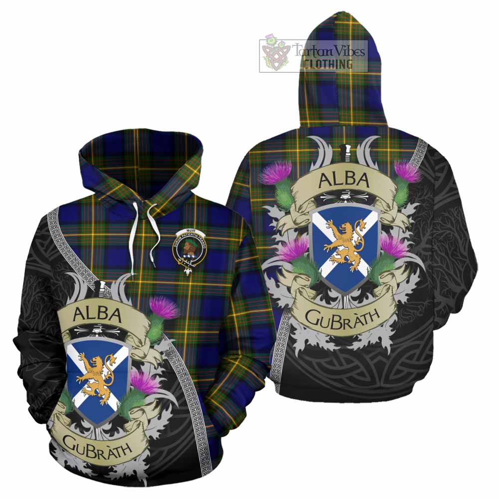 Tartan Vibes Clothing Muir Tartan Family Crest Hoodie Lion Rampant Royal Thistle Shield Celtic Inspired