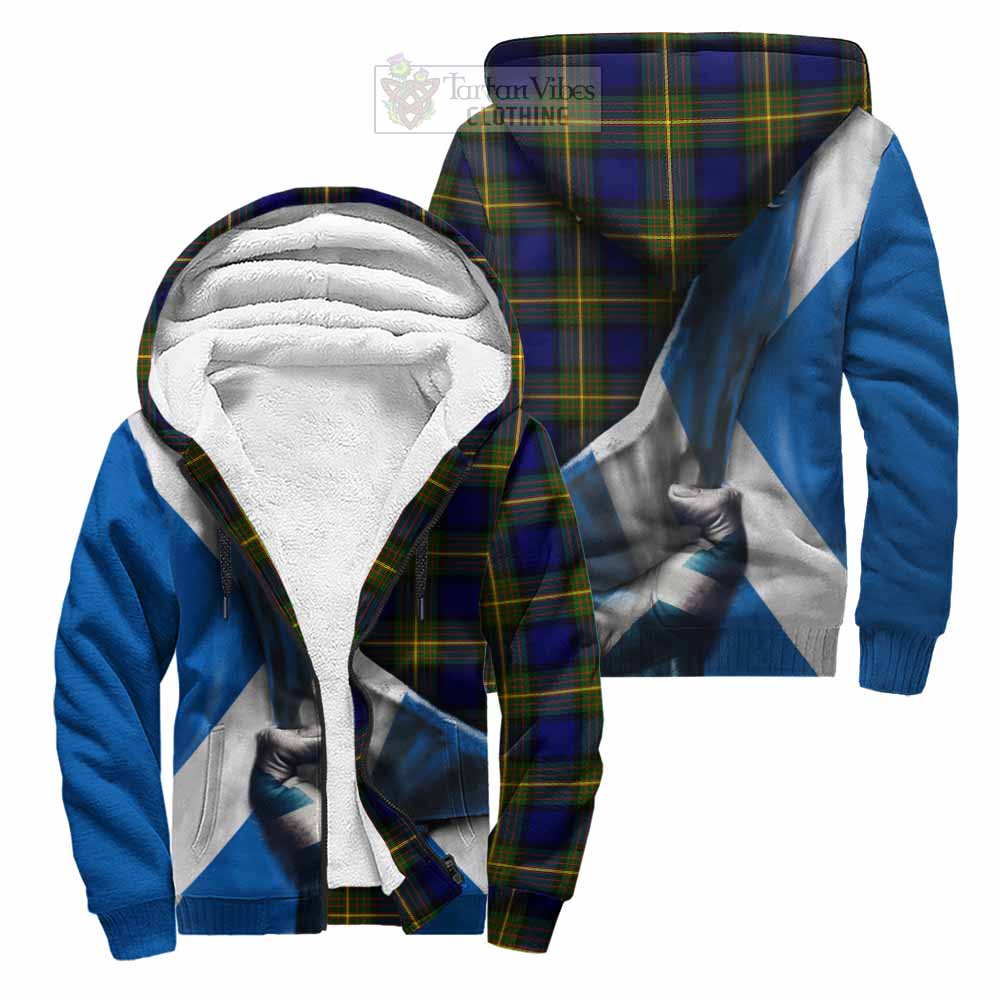 Tartan Vibes Clothing Muir Tartan Sherpa Hoodie with Family Crest Scotland Patriotic Style