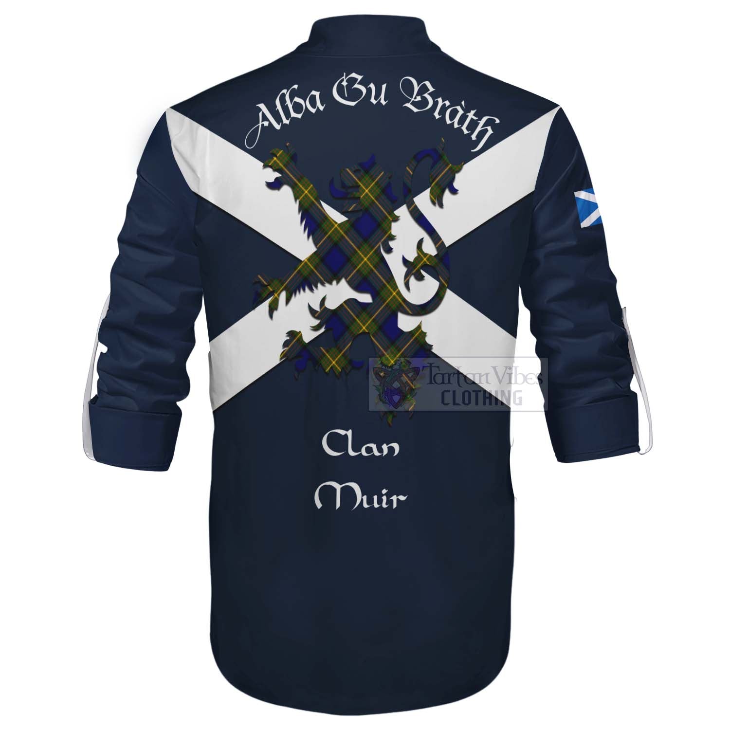 Tartan Vibes Clothing Muir Tartan Lion Rampant Ghillie Kilt Shirt Proudly Display Your Heritage with Alba Gu Brath and Clan Name