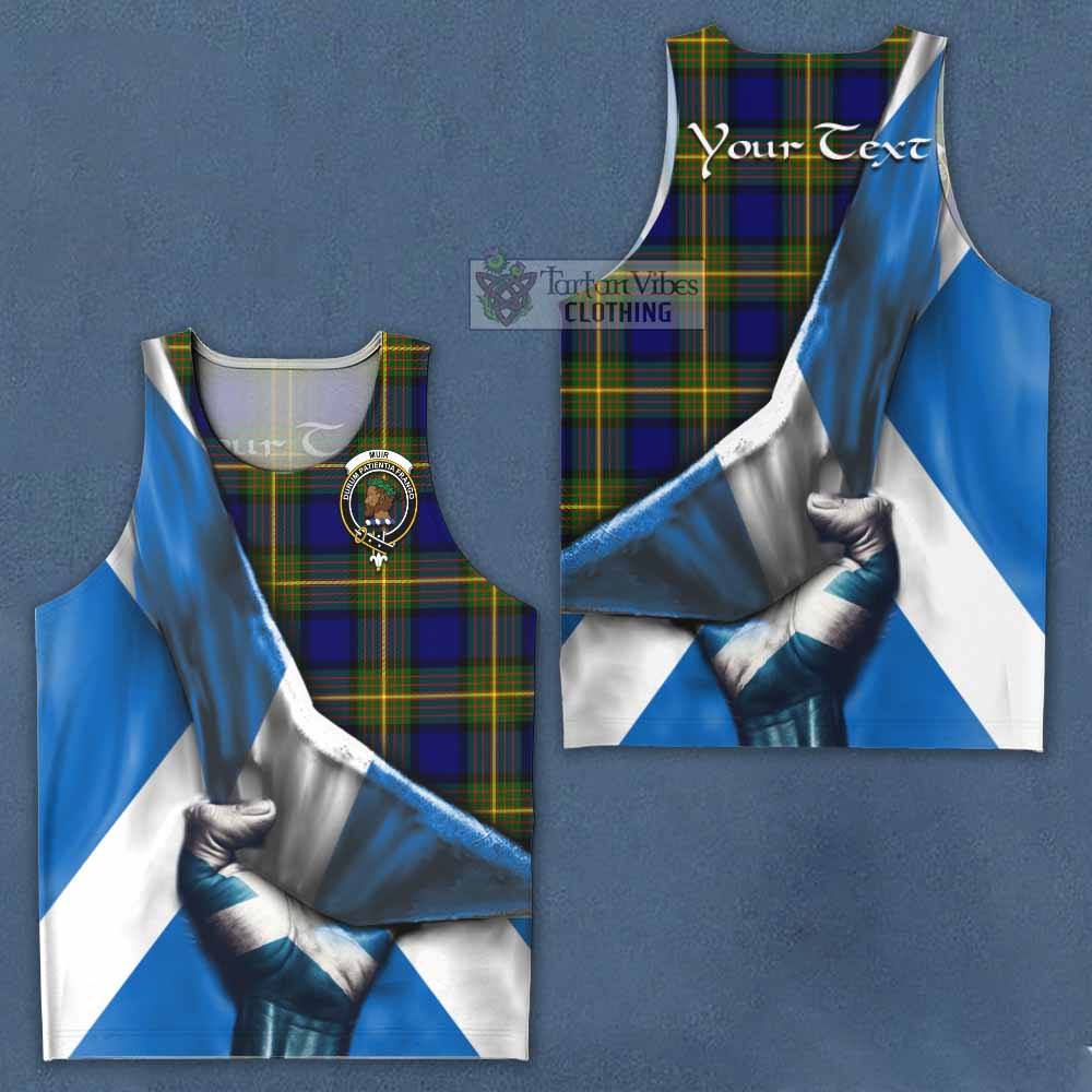 Tartan Vibes Clothing Muir Tartan Men's Tank Top with Family Crest Scotland Patriotic Style