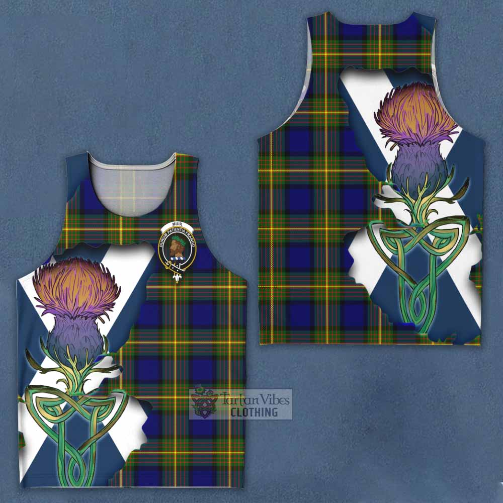 Tartan Vibes Clothing Muir Tartan Family Crest Men's Tank Top Scottish Thistle Celtic Inspired