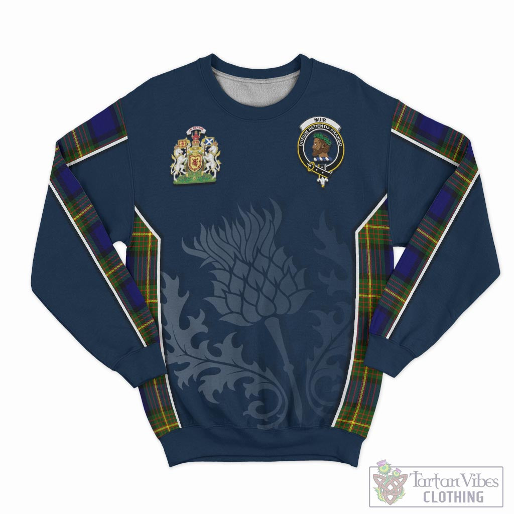 Tartan Vibes Clothing Muir Tartan Sweatshirt with Family Crest and Scottish Thistle Vibes Sport Style