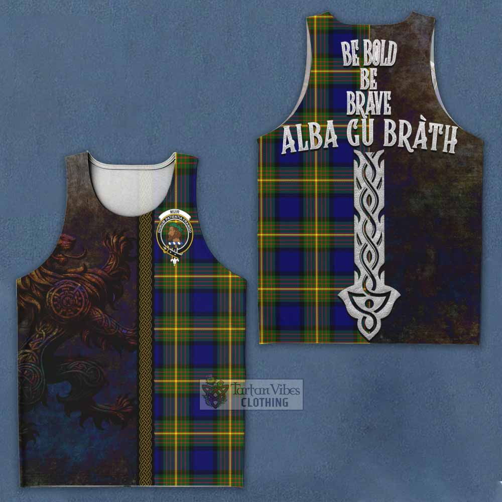 Tartan Vibes Clothing Muir Tartan Family Crest Men's Tank Top Alba Gu Brath Be Brave Lion Ancient Style