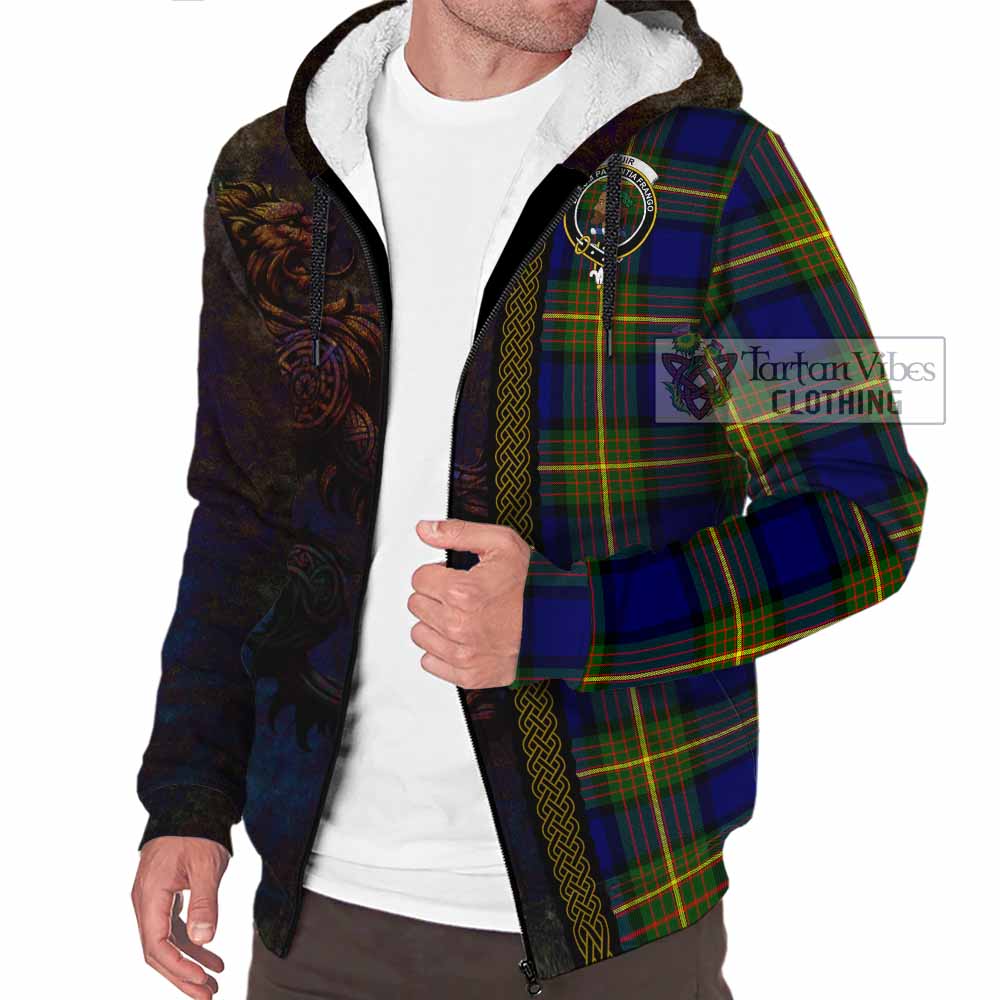 Tartan Vibes Clothing Muir Tartan Family Crest Sherpa Hoodie Alba Gu Brath Be Brave Lion Ancient Style