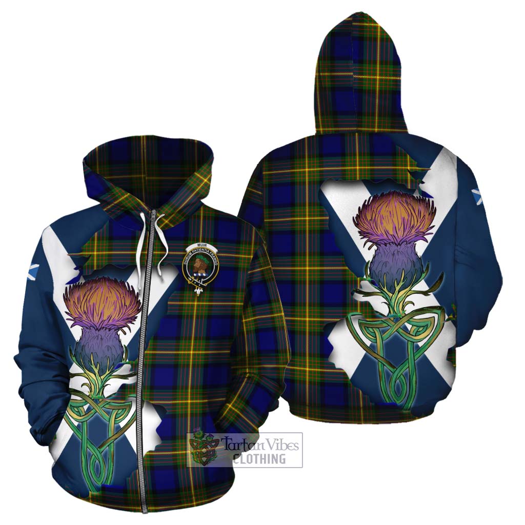 Tartan Vibes Clothing Muir Tartan Family Crest Cotton Hoodie Scottish Thistle Celtic Inspired