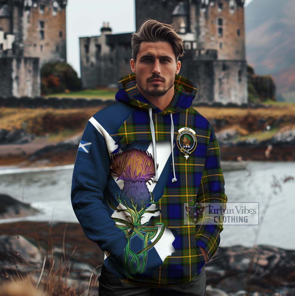 Tartan Vibes Clothing Muir Tartan Family Crest Cotton Hoodie Scottish Thistle Celtic Inspired