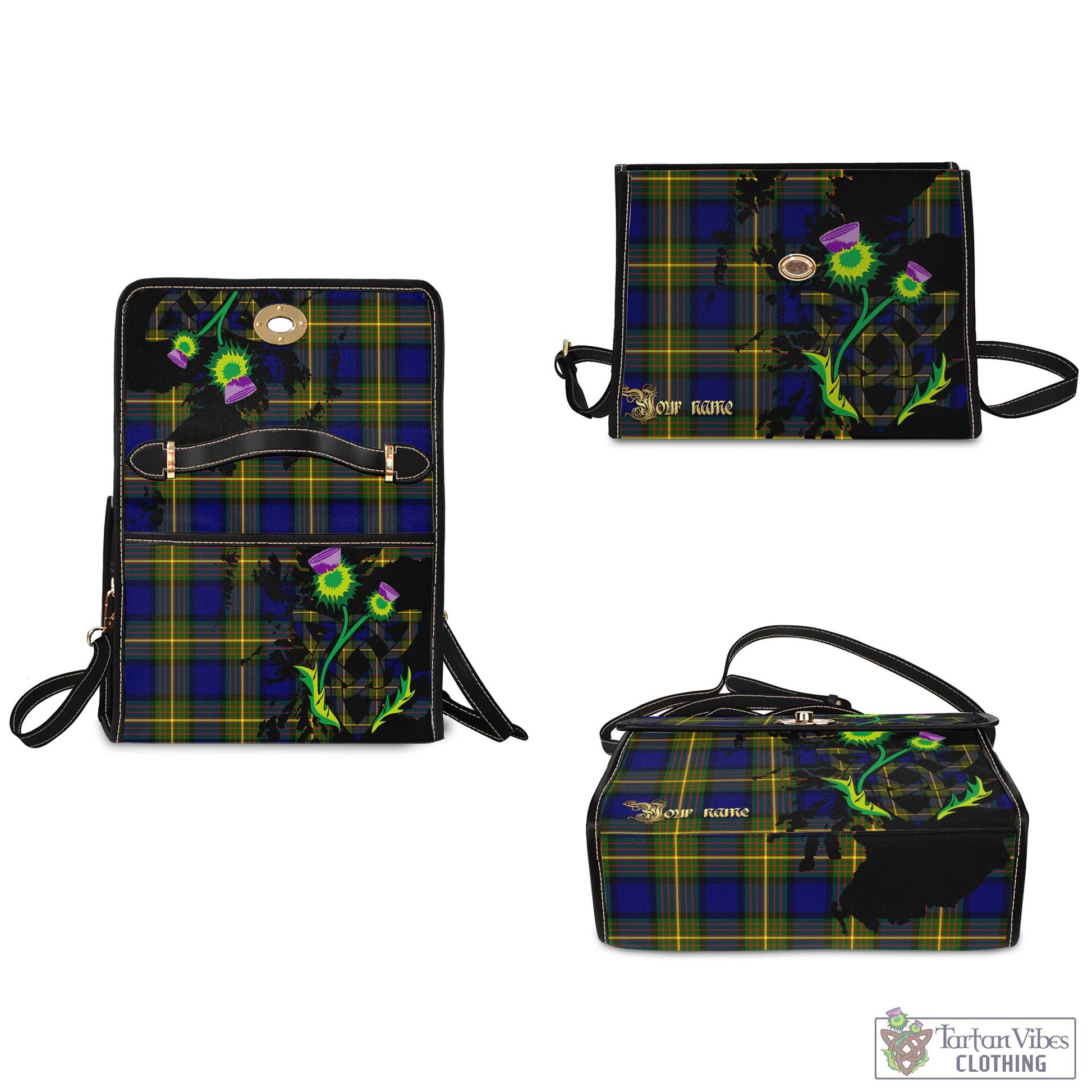 Tartan Vibes Clothing Muir Tartan Waterproof Canvas Bag with Scotland Map and Thistle Celtic Accents