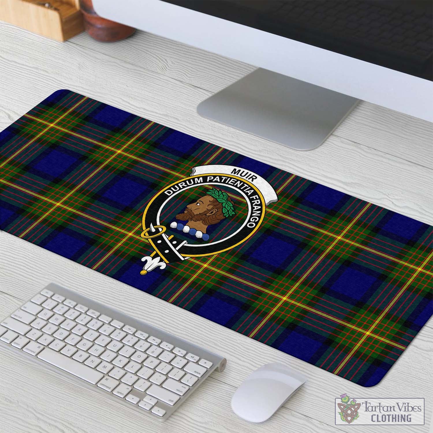 Tartan Vibes Clothing Muir Tartan Mouse Pad with Family Crest