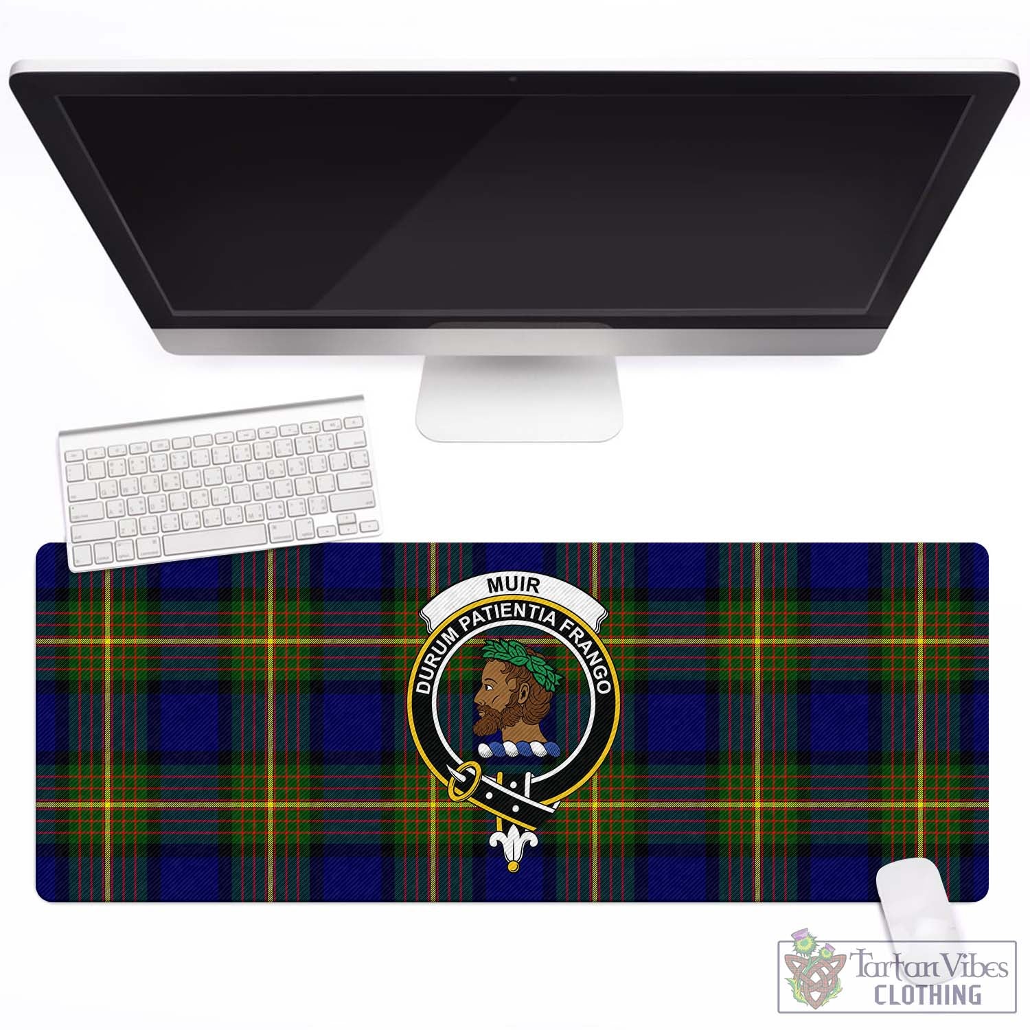 Tartan Vibes Clothing Muir Tartan Mouse Pad with Family Crest