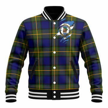 Muir Clan Crest In Me Tartan Baseball Jacket Scotland Flag Style