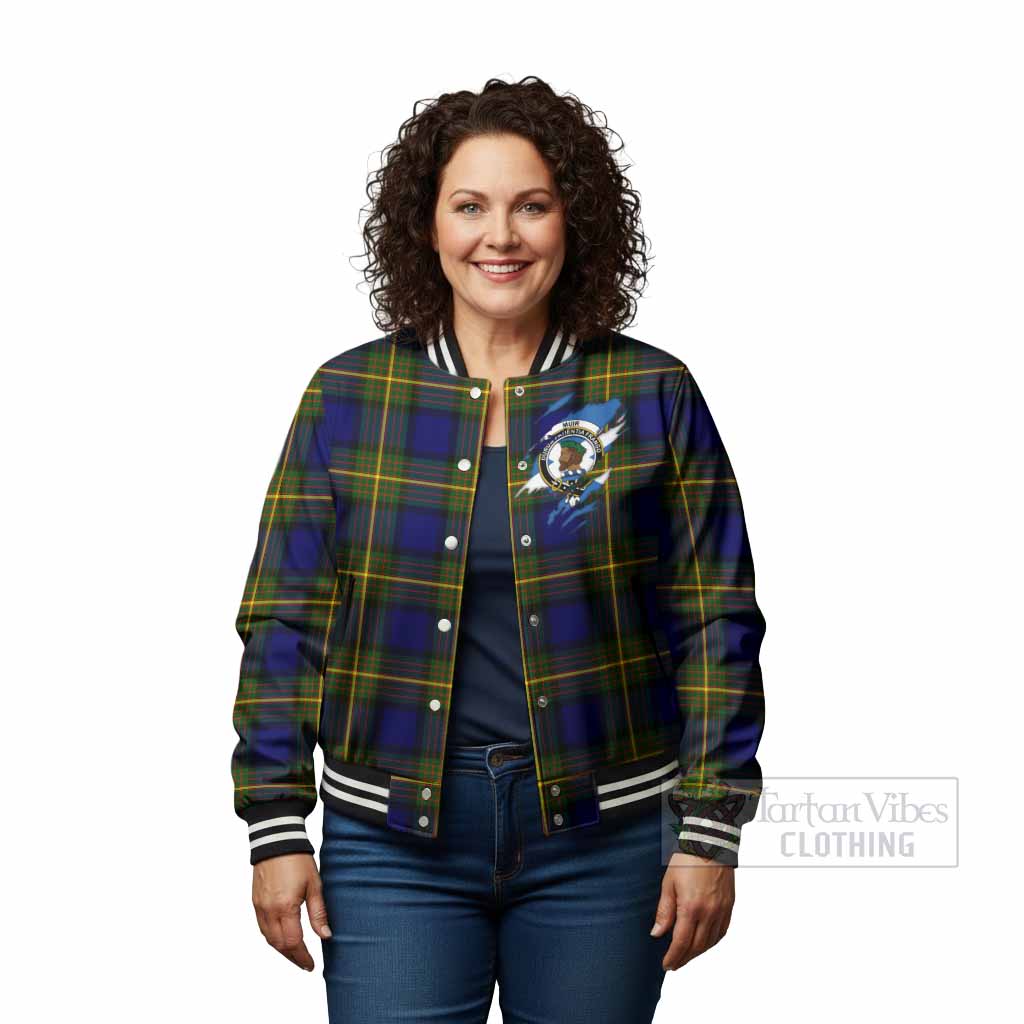 Muir Clan Crest In Me Tartan Baseball Jacket Scotland Flag Style