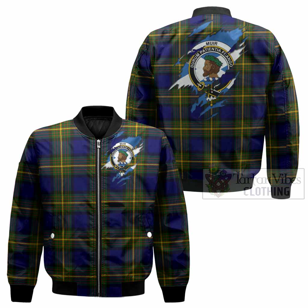 Muir Clan Crest In Me Tartan Bomber Jacket Scotland Flag Style