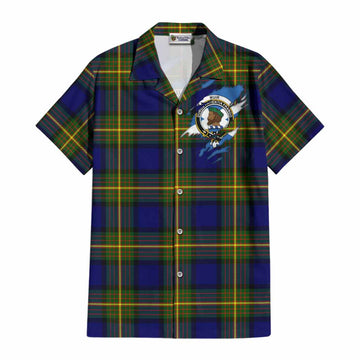 Muir Clan Crest In Me Tartan Cotton Hawaiian Shirt Scotland Flag Style