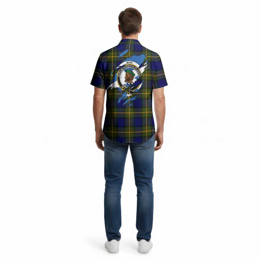 Muir Clan Crest In Me Tartan Cotton Hawaiian Shirt Scotland Flag Style