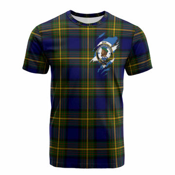 Muir Clan Crest In Me Tartan Cotton T-shirt Scotland Flag Style