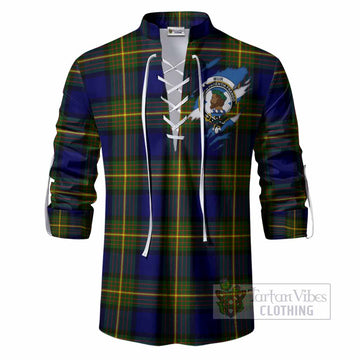 Muir Clan Crest In Me Tartan Ghillie Shirt Scotland Flag Style