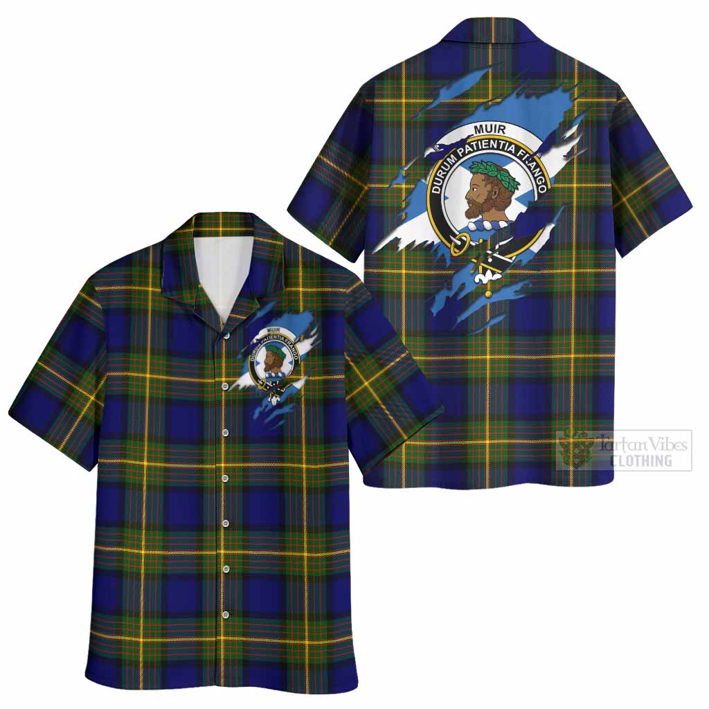 Muir Clan Crest In Me Tartan Hawaiian Shirt Scotland Flag Style
