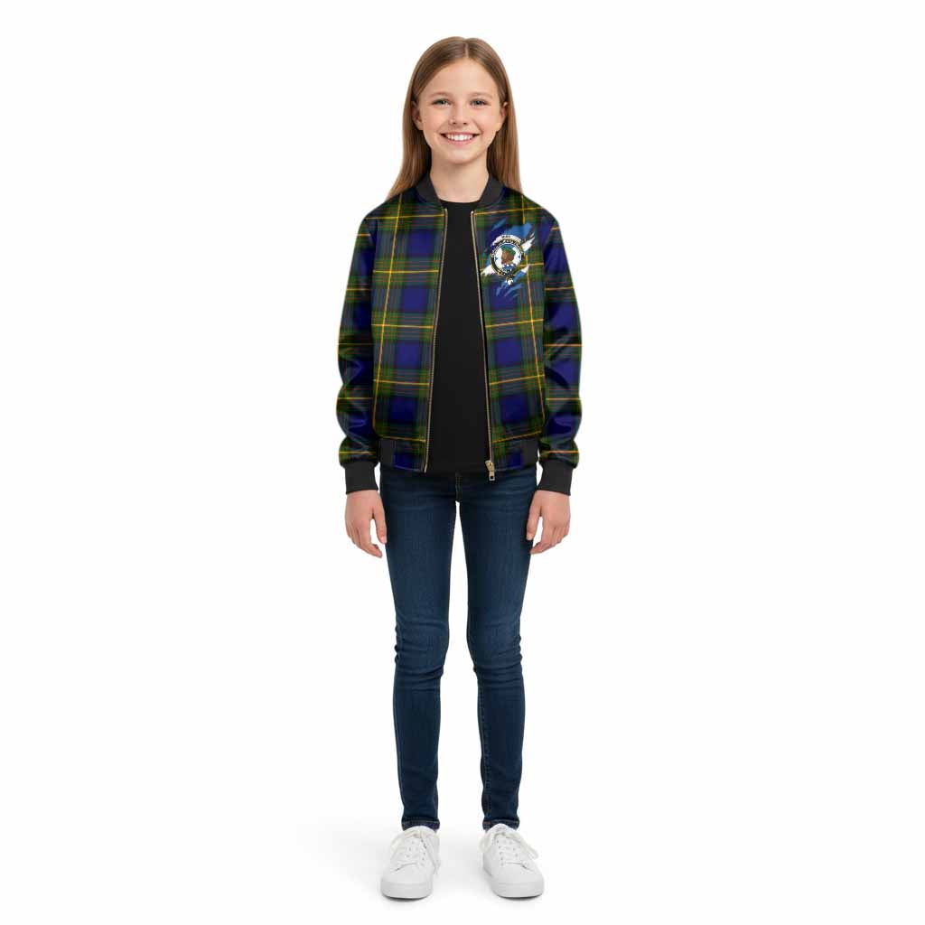 Muir Clan Crest In Me Tartan Kid Bomber Jacket Scotland Flag Style
