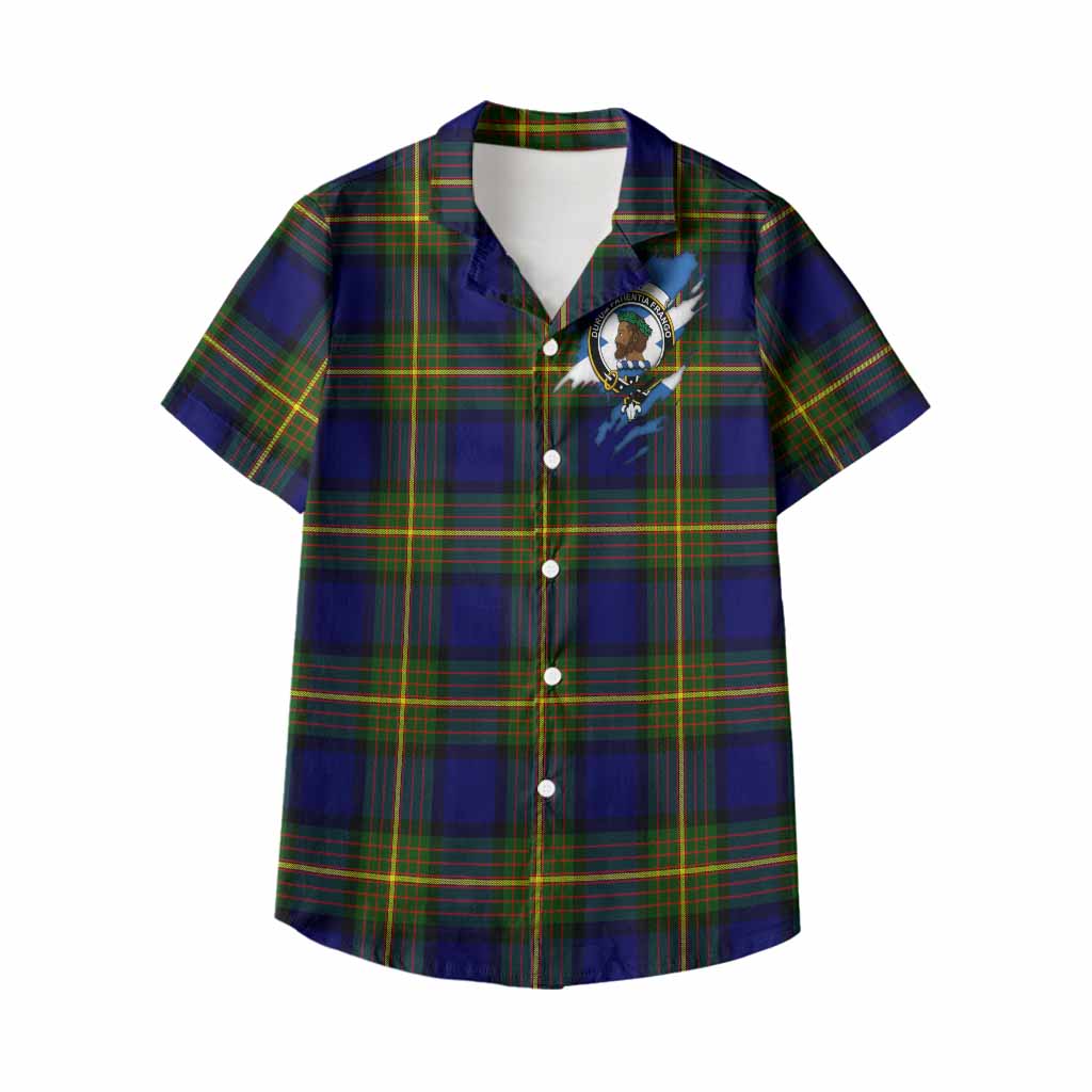 Muir Clan Crest In Me Tartan Kid Hawaiian Shirt Scotland Flag Style