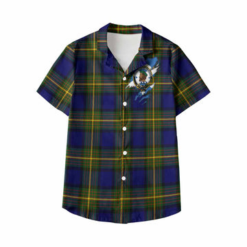 Muir Clan Crest In Me Tartan Kid Hawaiian Shirt Scotland Flag Style
