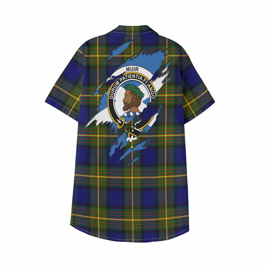 Muir Clan Crest In Me Tartan Kid Hawaiian Shirt Scotland Flag Style