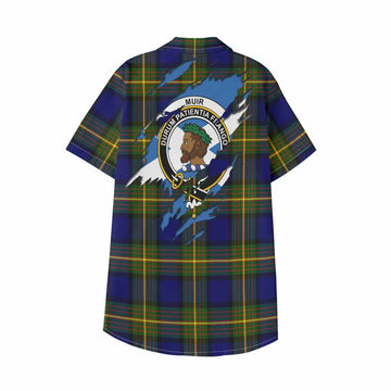 Muir Clan Crest In Me Tartan Kid Hawaiian Shirt Scotland Flag Style