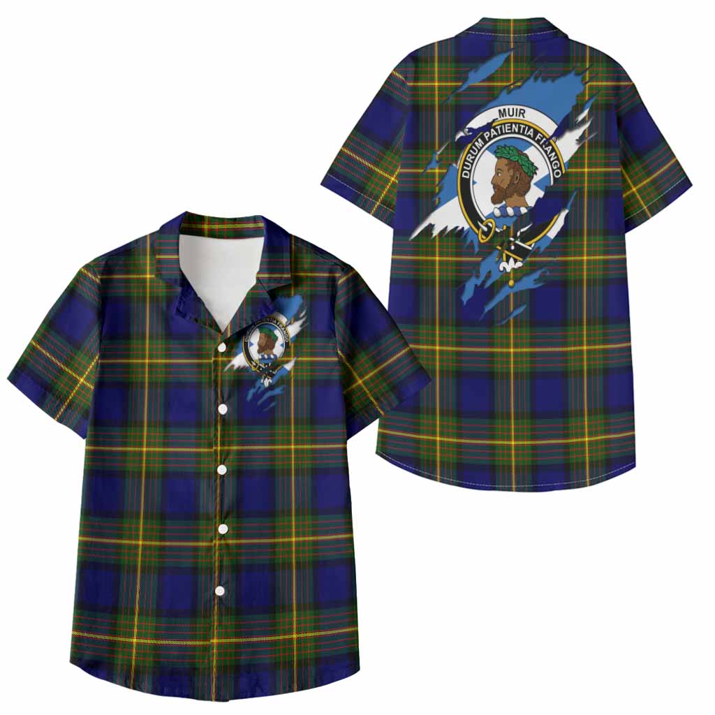 Muir Clan Crest In Me Tartan Kid Hawaiian Shirt Scotland Flag Style