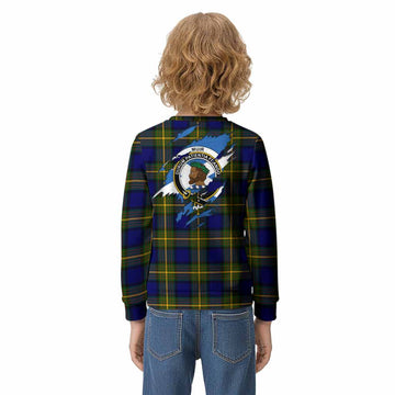 Muir Clan Crest In Me Tartan Kid Knitted Sweatshirt Scotland Flag Style