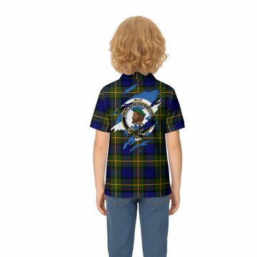 Muir Clan Crest In Me Tartan Kid Polo Shirt Scotland Flag Style