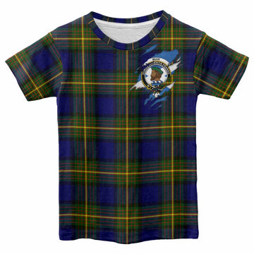 Muir Clan Crest In Me Tartan Kid T-shirt Scotland Flag Style