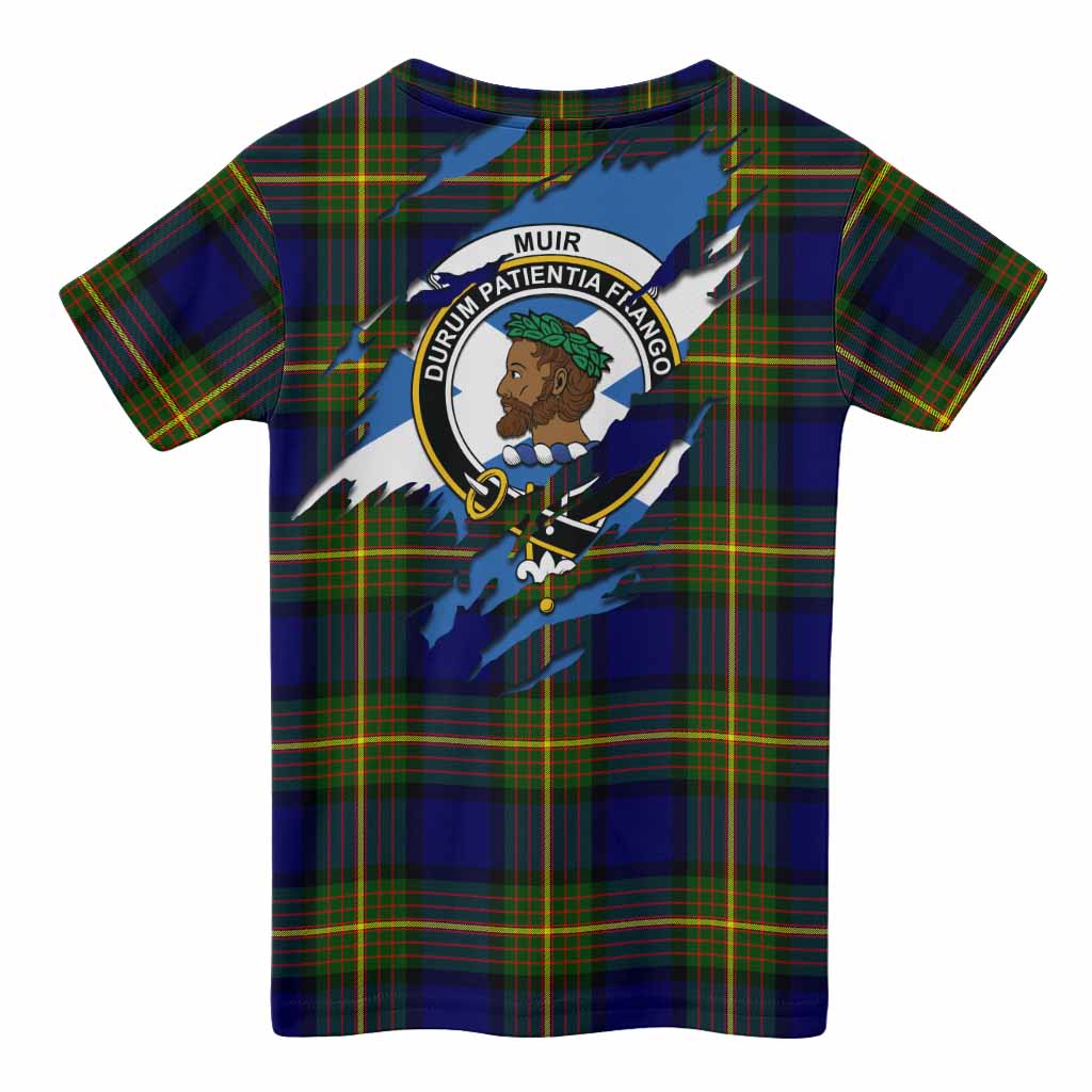 Muir Clan Crest In Me Tartan Kid T-shirt Scotland Flag Style