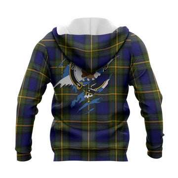 Muir Clan Crest In Me Tartan Knitted Hoodie Scotland Flag Style