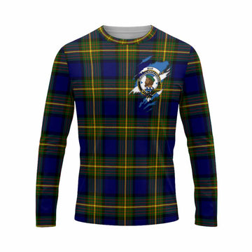 Muir Clan Crest In Me Tartan Long Sleeve T-Shirt Scotland Flag Style
