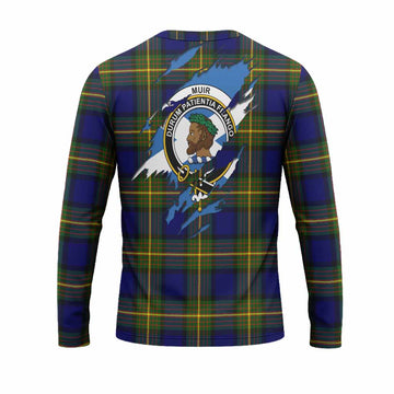 Muir Clan Crest In Me Tartan Long Sleeve T-Shirt Scotland Flag Style