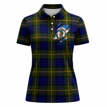 Muir Clan Crest In Me Tartan Women Polo Shirt Scotland Flag Style